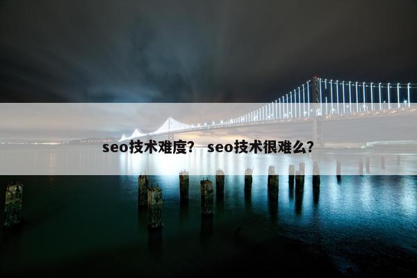 seo技术难度？ seo技术很难么？