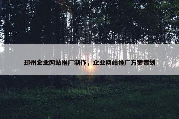 邳州企业网站推广制作，企业网站推广方案策划