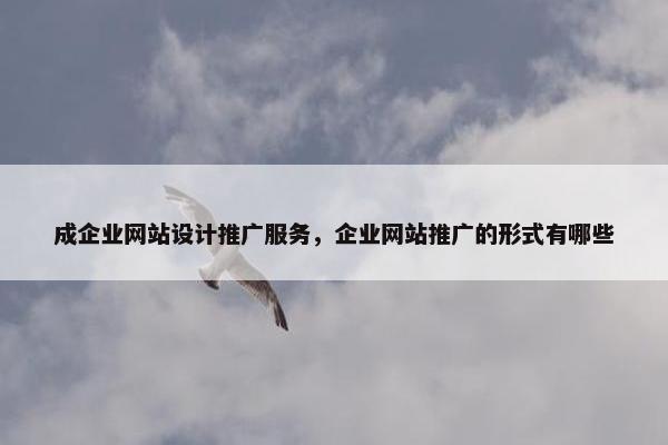 成企业网站设计推广服务，企业网站推广的形式有哪些