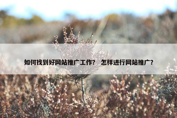 如何找到好网站推广工作？ 怎样进行网站推广？