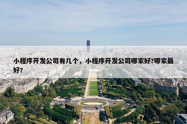 小程序开发公司有几个，小程序开发公司哪家好?哪家最好?