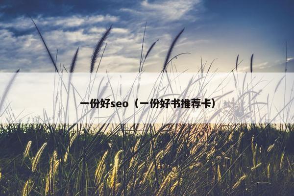 一份好seo（一份好书推荐卡）