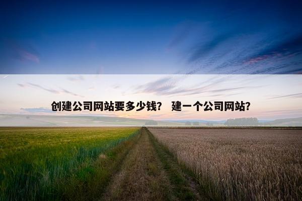 创建公司网站要多少钱？ 建一个公司网站？