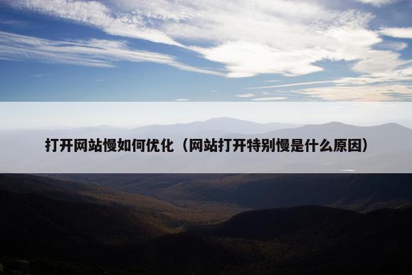 打开网站慢如何优化（网站打开特别慢是什么原因）