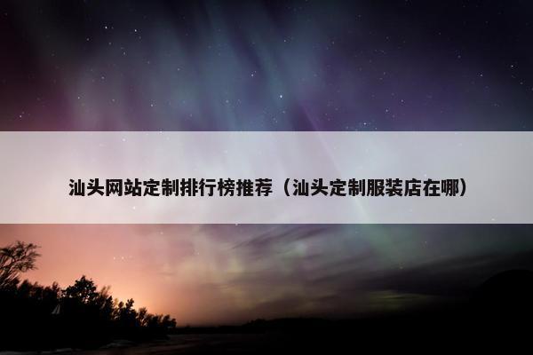 汕头网站定制排行榜推荐（汕头定制服装店在哪）