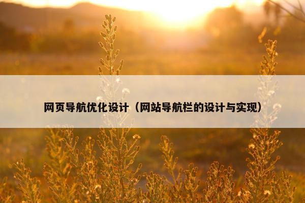 网页导航优化设计（网站导航栏的设计与实现）