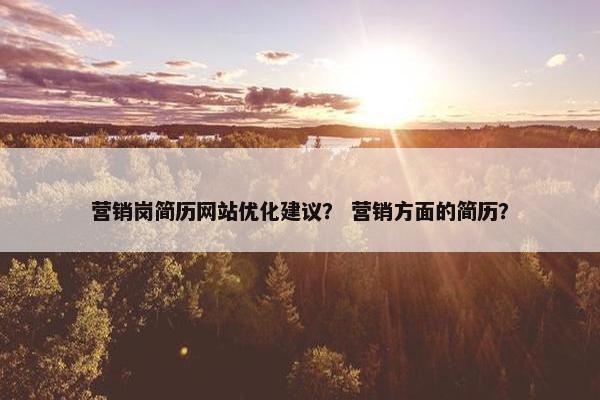 营销岗简历网站优化建议？ 营销方面的简历？