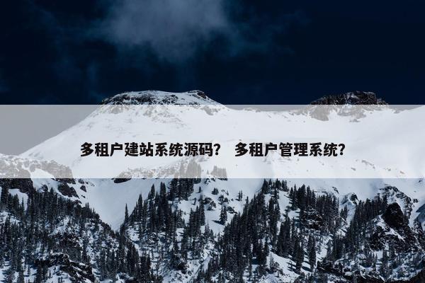 多租户建站系统源码？ 多租户管理系统？