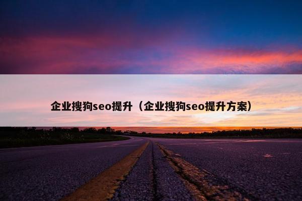 企业搜狗seo提升（企业搜狗seo提升方案）