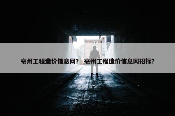 亳州工程造价信息网？ 亳州工程造价信息网招标？