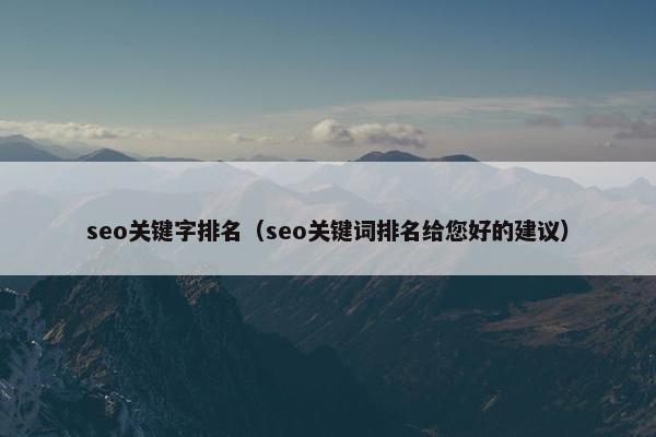 seo关键字排名（seo关键词排名给您好的建议）
