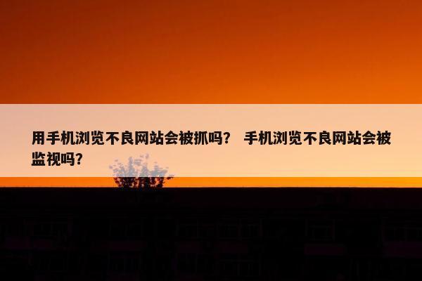 用手机浏览不良网站会被抓吗？ 手机浏览不良网站会被监视吗？